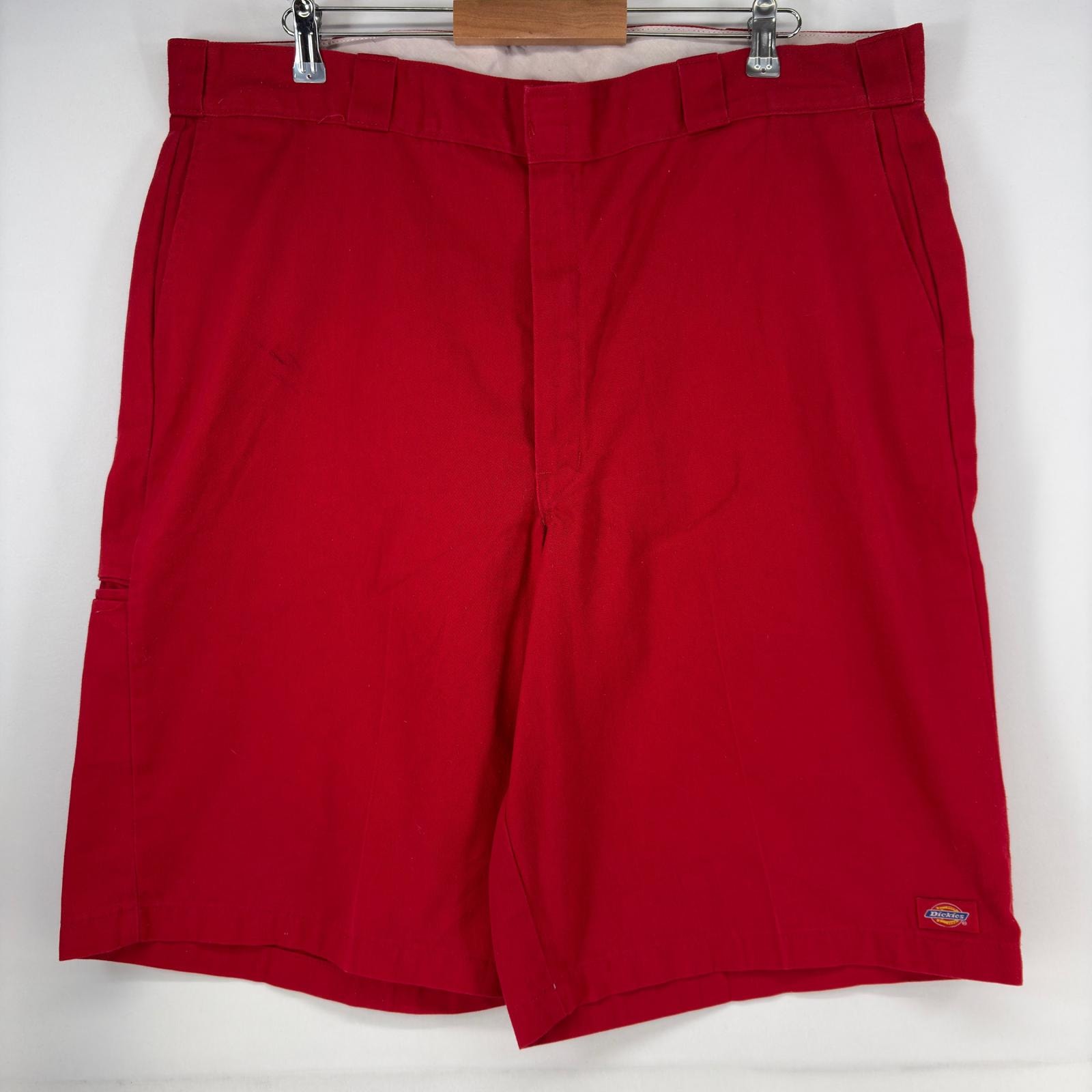 古着 ディッキーズ Dickies ショートパンツ ワーク ワンポイントロゴ ジップフライ ハーフパンツ カラー w42  レッド メンズ