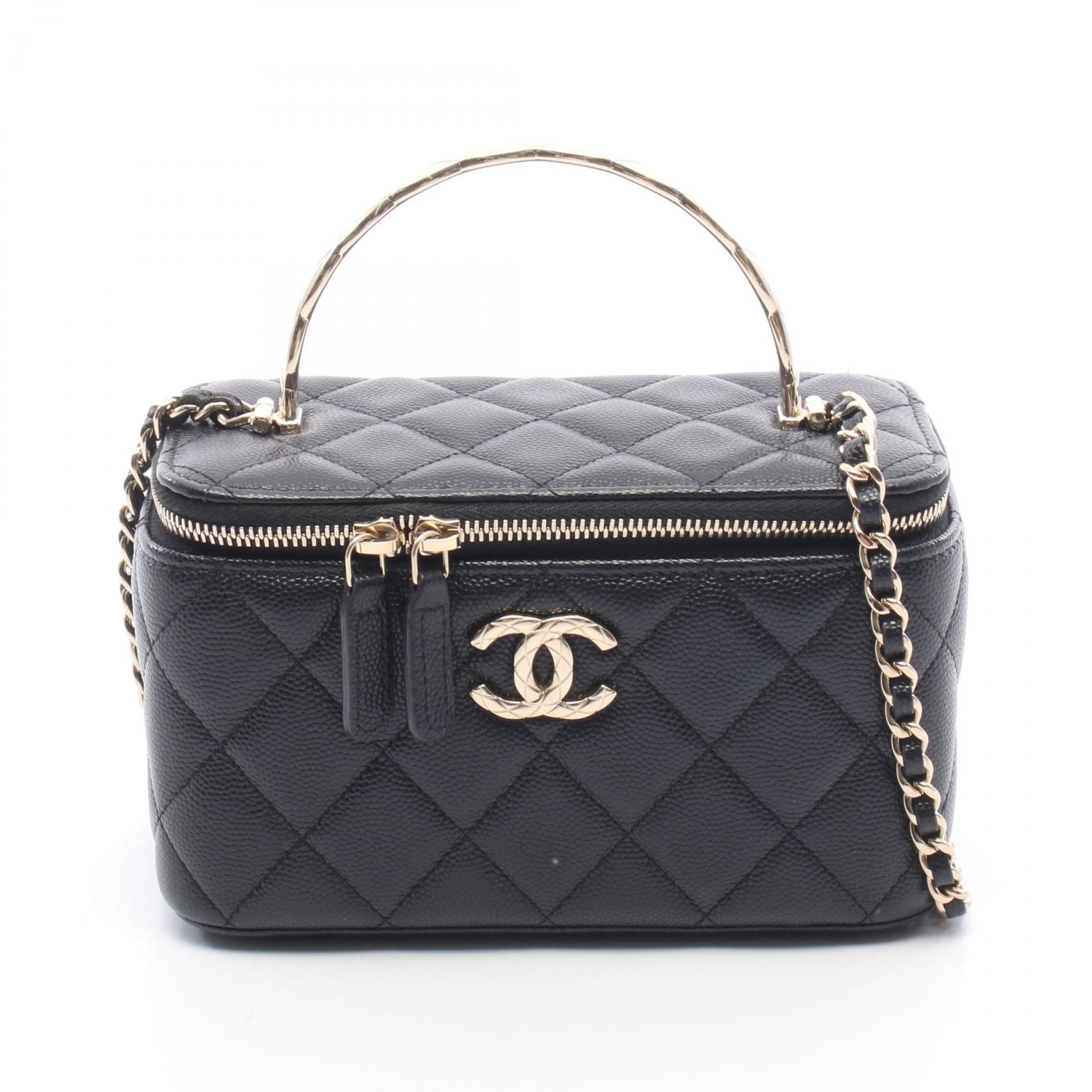 シャネル CHANEL マトラッセ バニティ トップハンドル 2WAY ショルダーバッグ バッグ キャビアスキン(グレインドカーフ) レディース ブラック系 【中古】