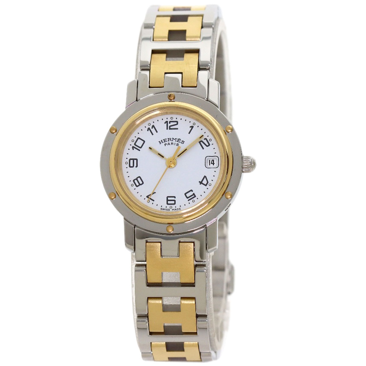 HERMES エルメス CL4.220 クリッパー 腕時計 SS SSxGP レディース [中古]