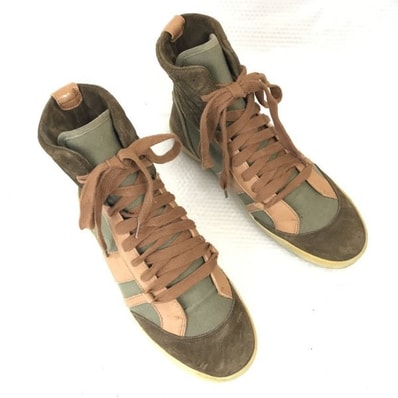 スペイン製★クロエ/Chloe★ショートブーツ【37.5/23.5-24.0程度/カーキ系/KHAKI】ハイカットスニーカー/sneakers/Shoes/trainers◆bQ-299