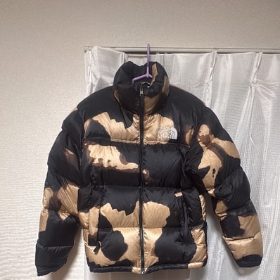 Supreme x The North Face Bleached Denim Print Nuptse Jacket "Black"