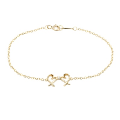 ティファニー TIFFANY&CO ダブル ラビング ハート ブレスレット ブレスレット アクセサリー K18(イエローゴールド) ダイヤモンド レディース クリア系 / ゴールド系 ダブルラヴィングハートダイヤフ 【中古】