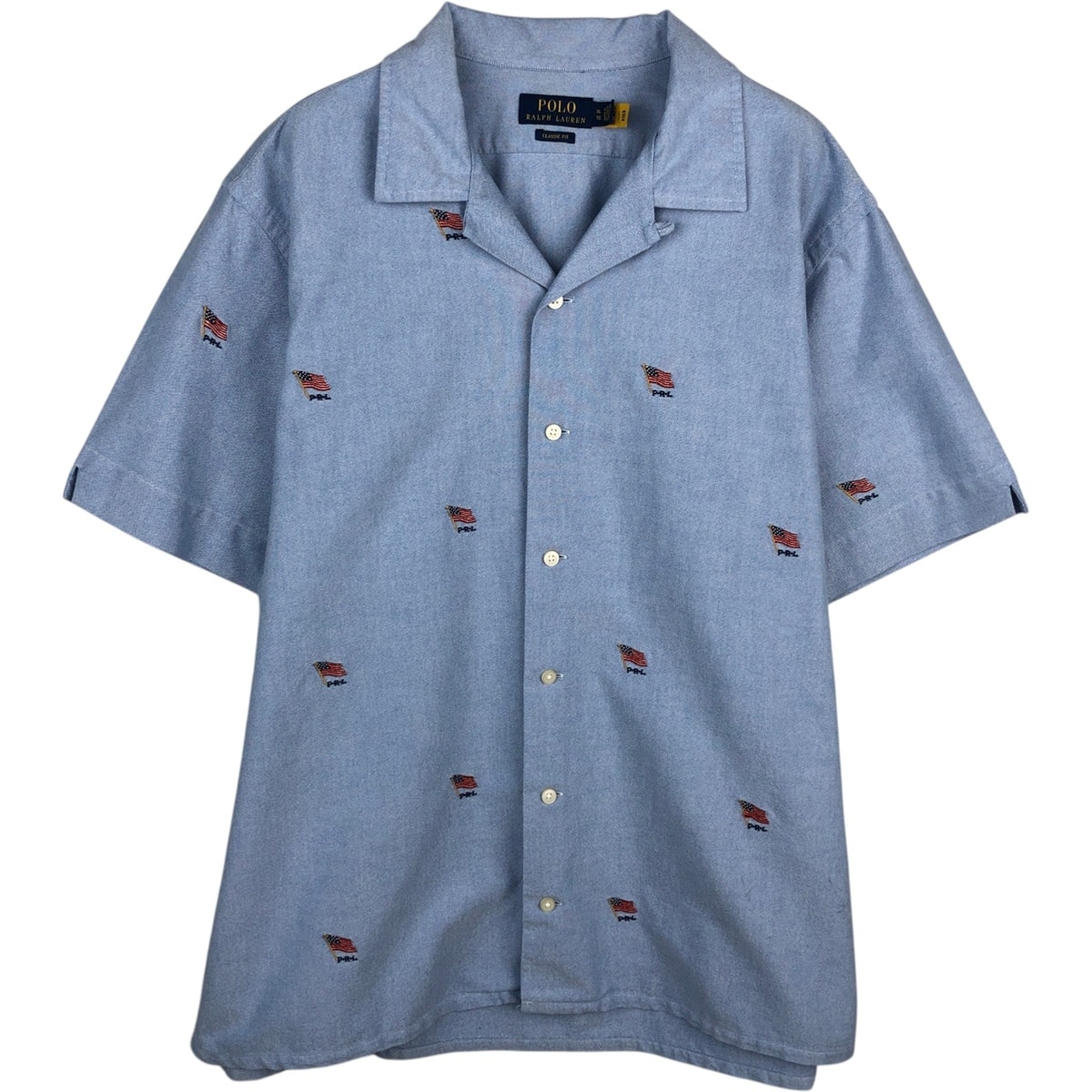 古着 ラルフローレン Ralph Lauren CLASSIC FIT 星条旗柄 半袖 オープンカラー コットンシャツ メンズXL相当/eaa477623