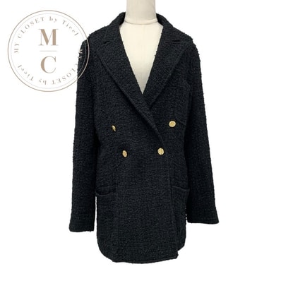 ルイヴィトン LOUIS VUITTON アウター ブラック ゴールド ダブルブレステッドツイードブレザー