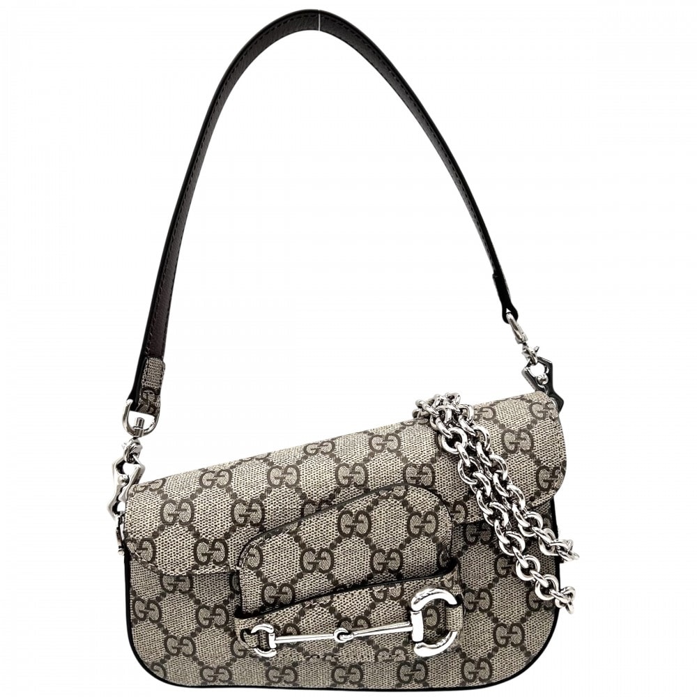 GUCCI グッチ 2WAY ホースビット1955 ショルダーバッグ ミニハンドバッグ 肩掛け 斜め掛け 鞄 かばん 774209 GGスプリームキャンバス レザー ベージュ シルバー金具 レディース 美品【中古品】