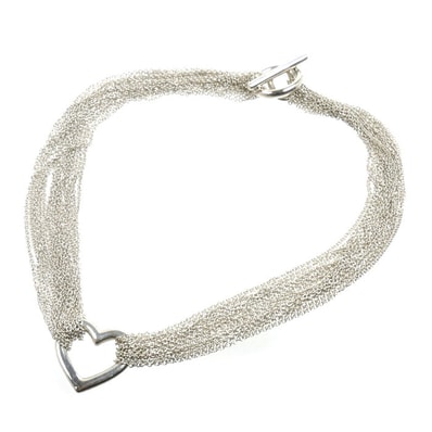 TIFFANY&Co. ティファニー シルバー925 オープンハート トグル ネックレス 51.6g 40cm レディース【中古】