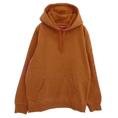Supreme シュプリーム パーカー 19AW Overdyed Hooded Sweatshirt アームロゴ刺繍 オーバーダイ フーデッド スウェット シャツ プルオーバーパーカー ブラウン系 L【中古】