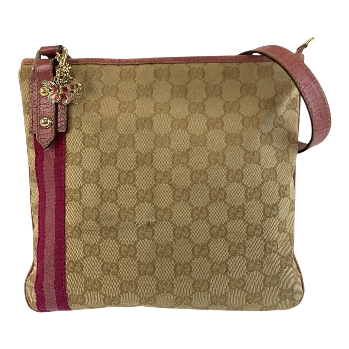 GUCCI グッチ ジョリクール シェリーライン ベージュ ピンク ゴールド金具 GGキャンバス レザー/ ショルダーバッグ メッセンジャーバッグ 603764 【中古】