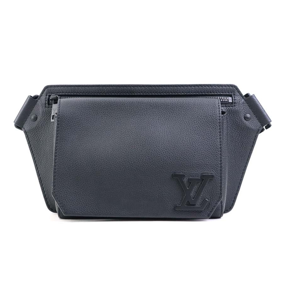 ルイ ヴィトン LOUIS VUITTON ボディバッグ LV アエログラム テイクオフ スリング レザー ブラック メンズ M57081【中古】 e60574a
