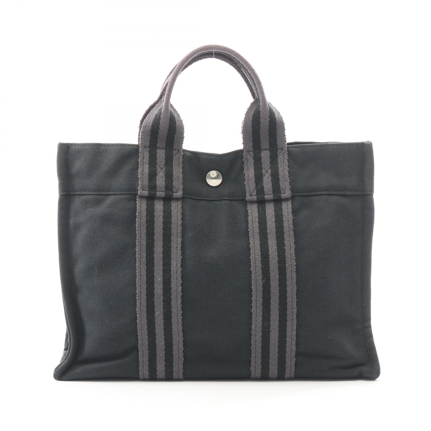 エルメス HERMES フールトゥPM トートバッグ バッグ キャンバス レディース ブラック系 / グレー系 【中古】