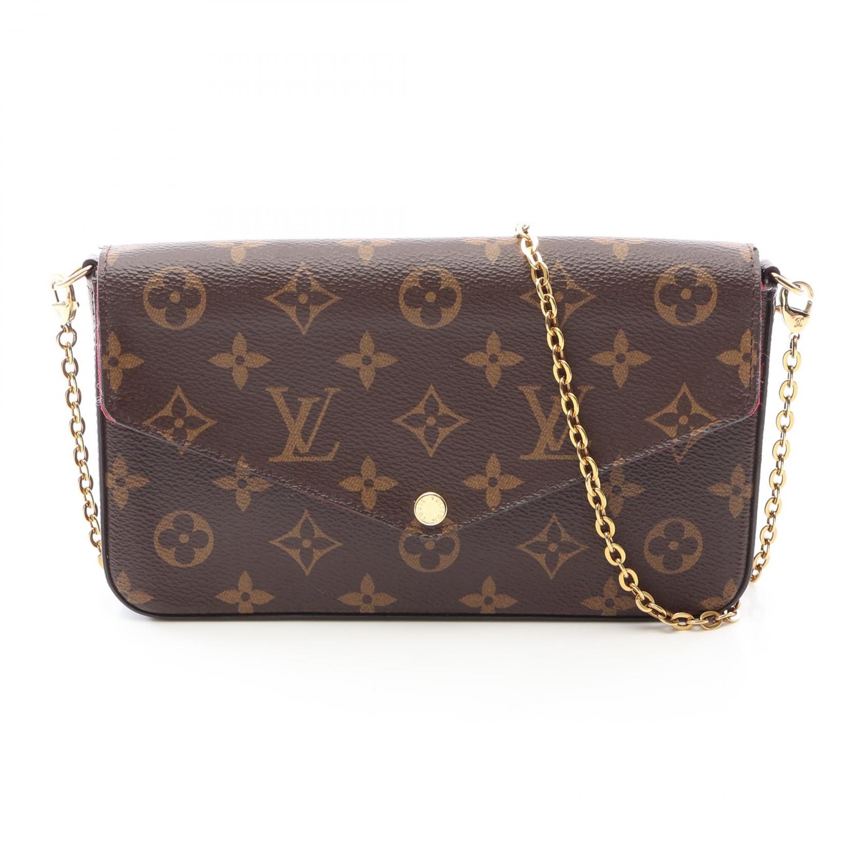 ルイ・ヴィトン LOUIS VUITTON ポシェット フェリシー モノグラム フューシャ ショルダーバッグ バッグ PVCコーティングキャンバス レザー レディース ブラウン系 M61276 【中古】