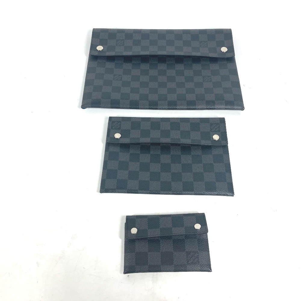 ルイヴィトン LOUIS VUITTON アルファ トリプルポーチ N60255 ダミエグラフィット カバン 3つセット 長財布 カードケース クラッチバッグ ダミエグラフィットキャンバス ブラック