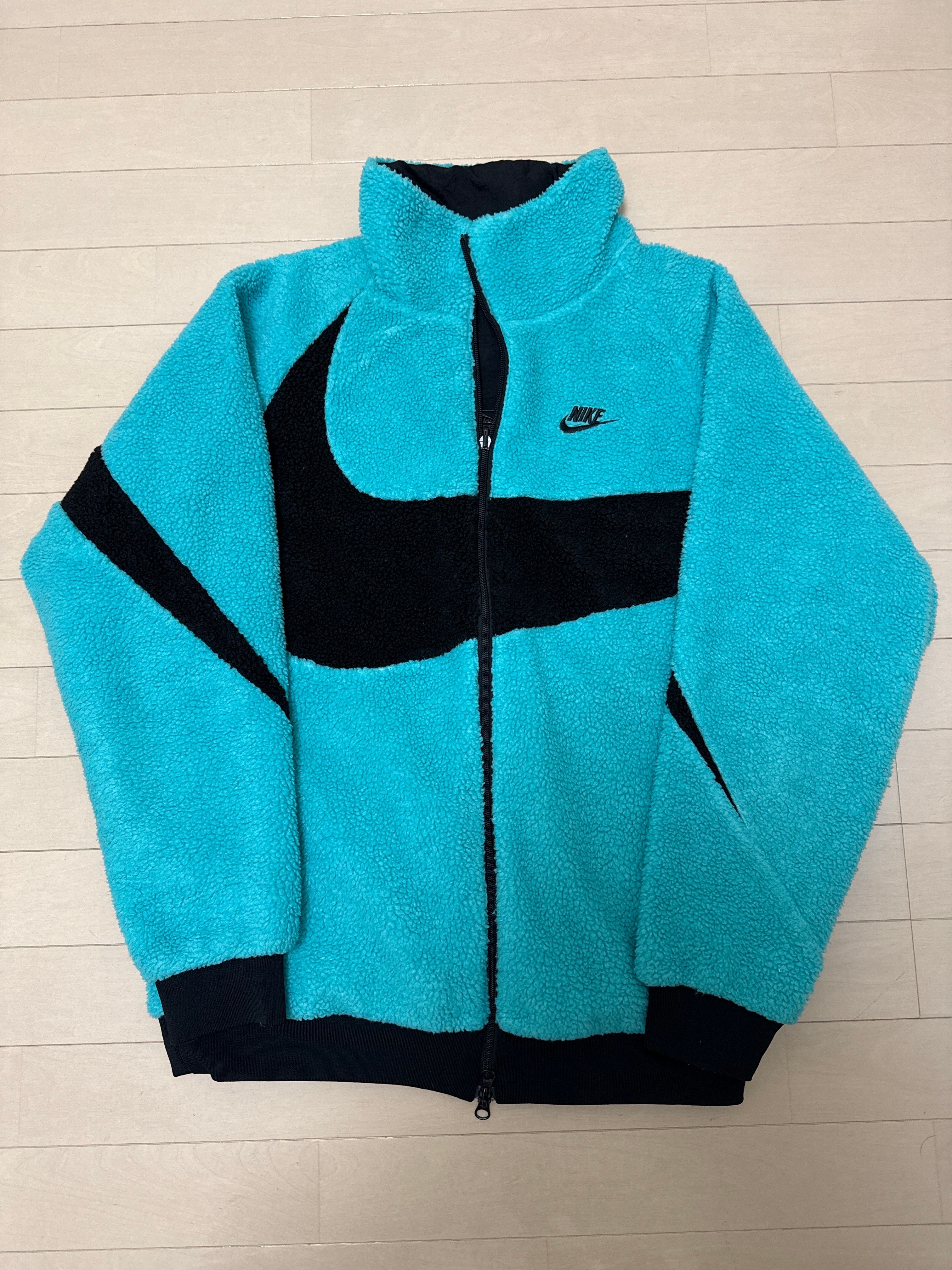 Nike Full Zip Big Swoosh Boa Jacket "Hyper Jade/Black"