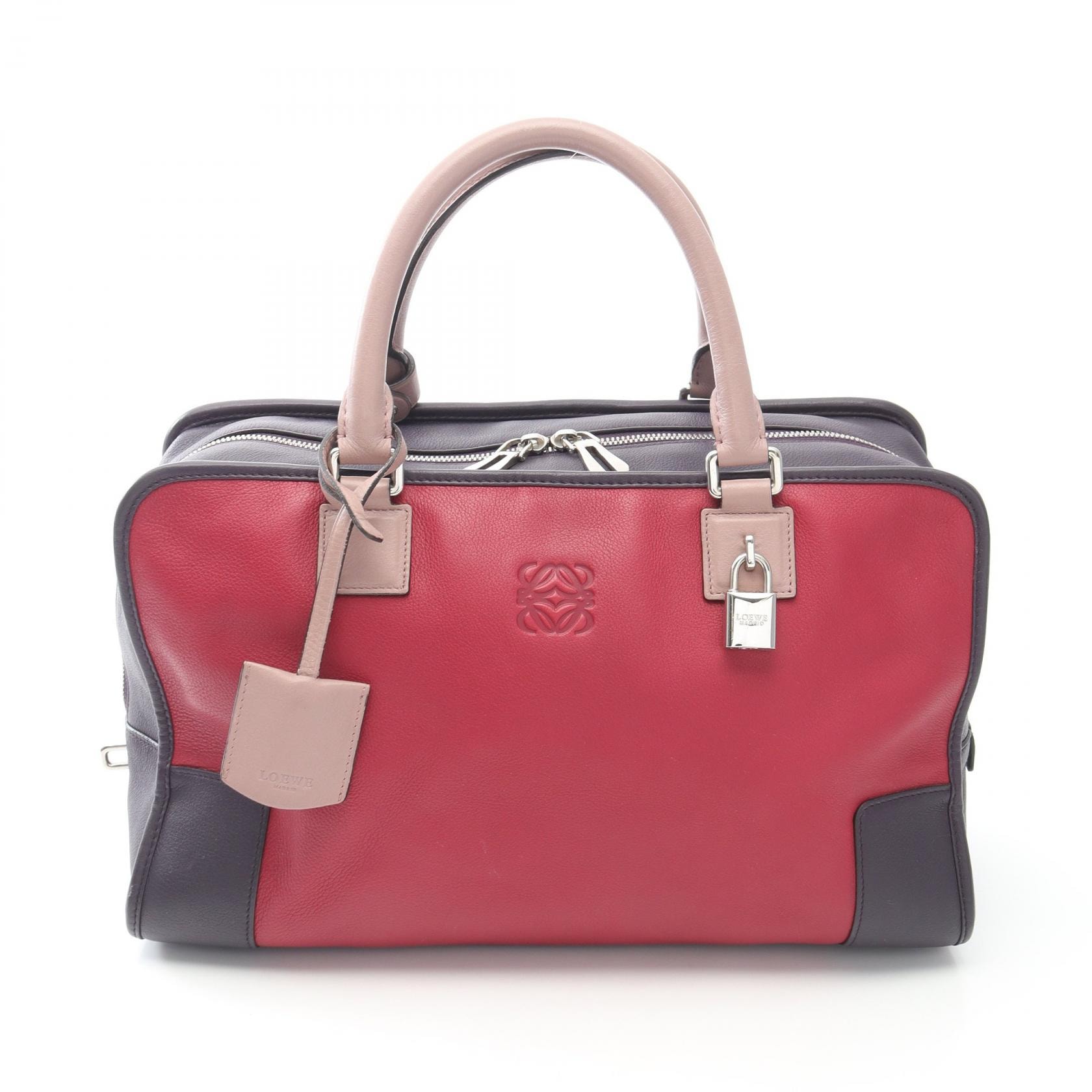 ロエベ LOEWE アマソナ36 ハンドバッグ バッグ レザー レディース パープル系 / ピンク系 【中古】
