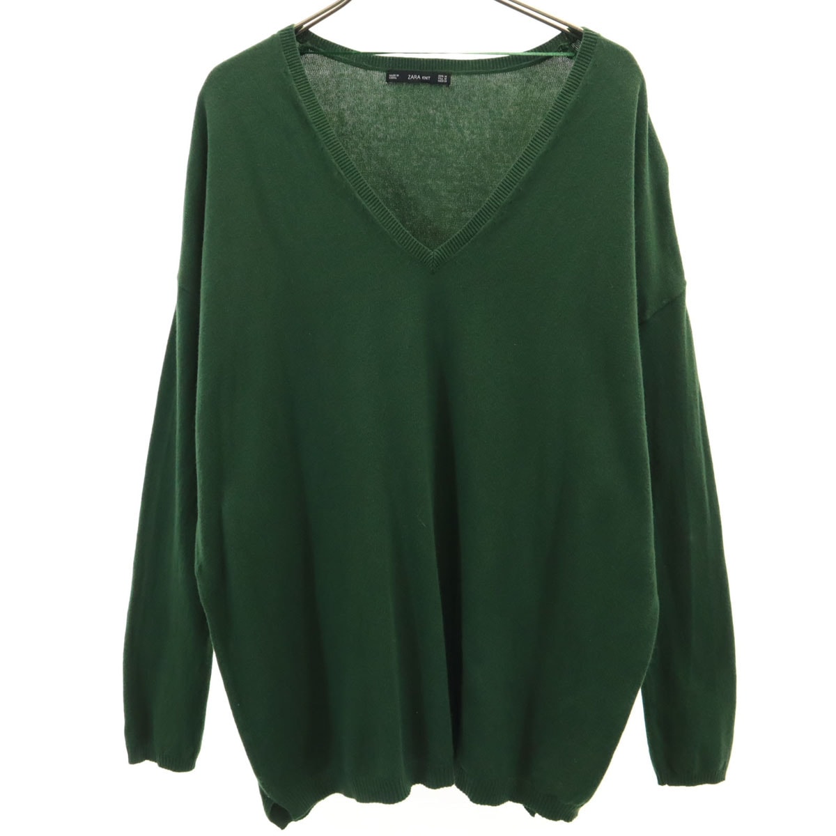 ZARA KNIT ザラニット 長袖 Vネック ニット M グリーン