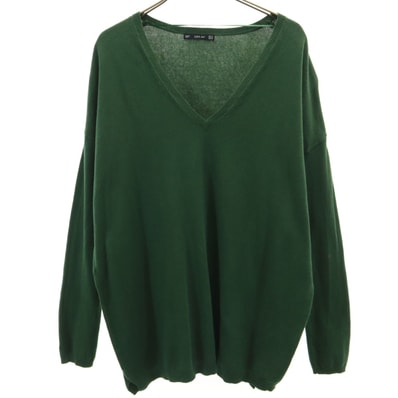 ZARA KNIT ザラニット 長袖 Vネック ニット M グリーン