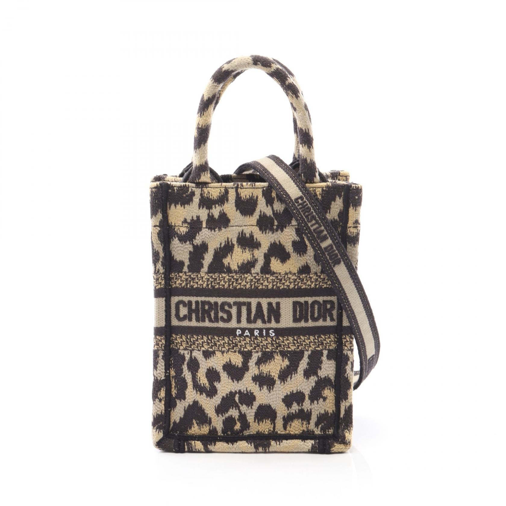 ディオール Dior BOOK TOTE ブックトート ミニ フォンバッグ ハンドバッグ バッグ キャンバス レディース ベージュ系 / ブラック系 【中古】