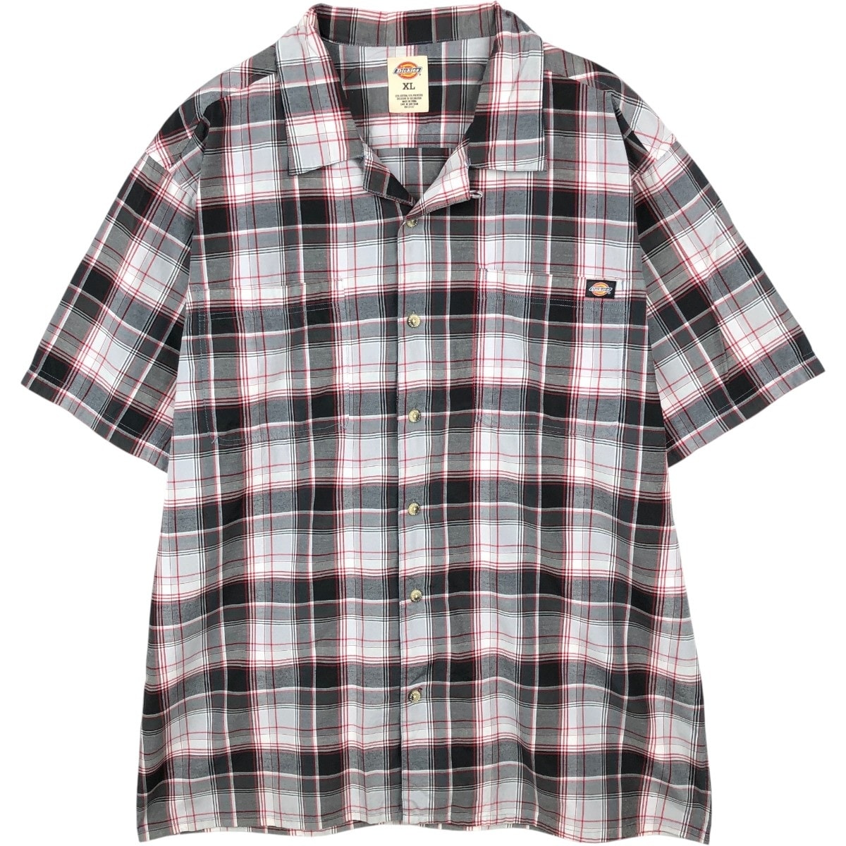 古着 ディッキーズ Dickies チェック柄 オープンカラー 半袖 ワークシャツ ボックスシャツ メンズXL相当/eaa668076