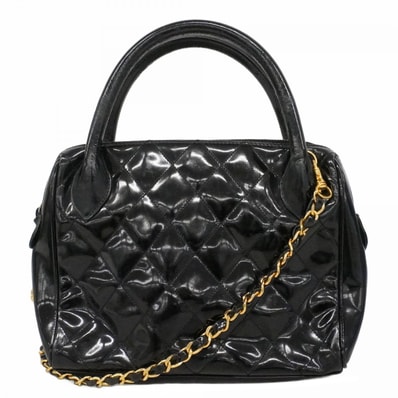 【6dc2389】シャネル ハンドバッグ マトラッセ チェーンショルダー パテントレザー ブラック ゴールド金具 2wayバッグ【中古】レディース