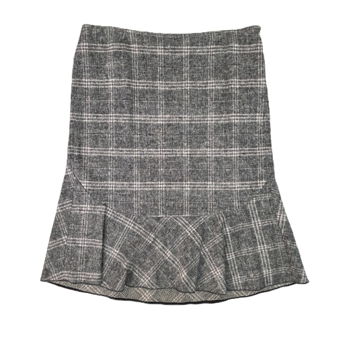 VALENTINO ヴァレンティノ チェック柄 バージンウール フレアスカート スカート ウール グレー  レディース【中古】
