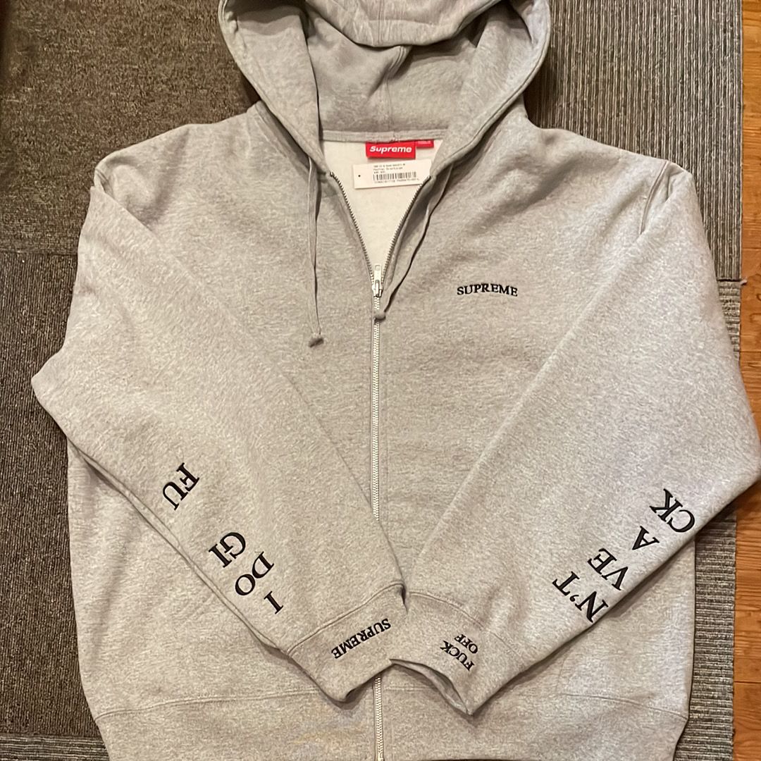 Supreme IDGAF Zip Up Hooded Sweatshirt "Heather Grey"