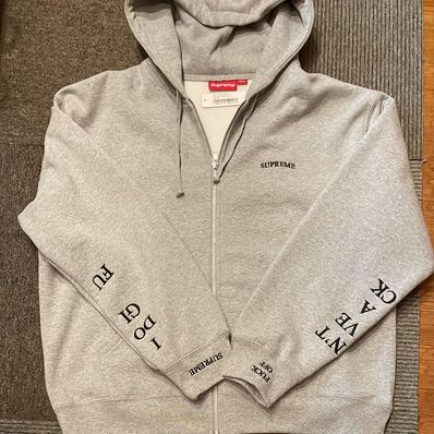 Supreme IDGAF Zip Up Hooded Sweatshirt "Heather Grey"