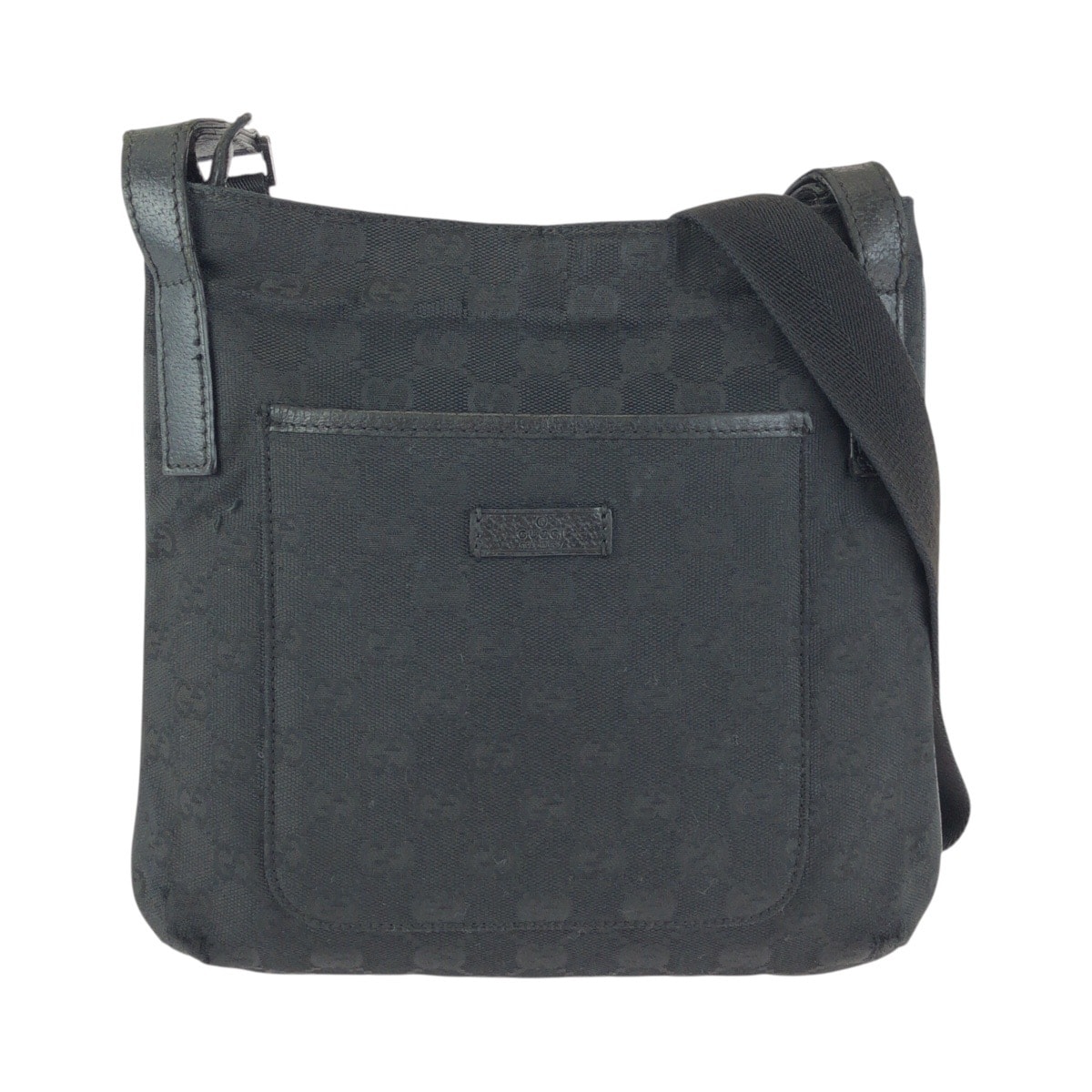 GUCCI グッチ ブラック 黒 シルバー金具 GGキャンバス レザー/ ショルダーバッグ メッセンジャーバッグ 601646 【中古】