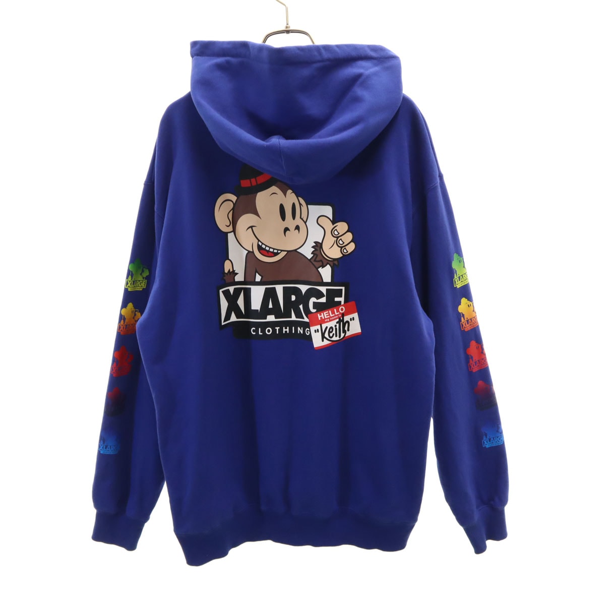 XLARGE エクストララージ バックプリント Keith 長袖 スウェットパーカー L ブルー キース