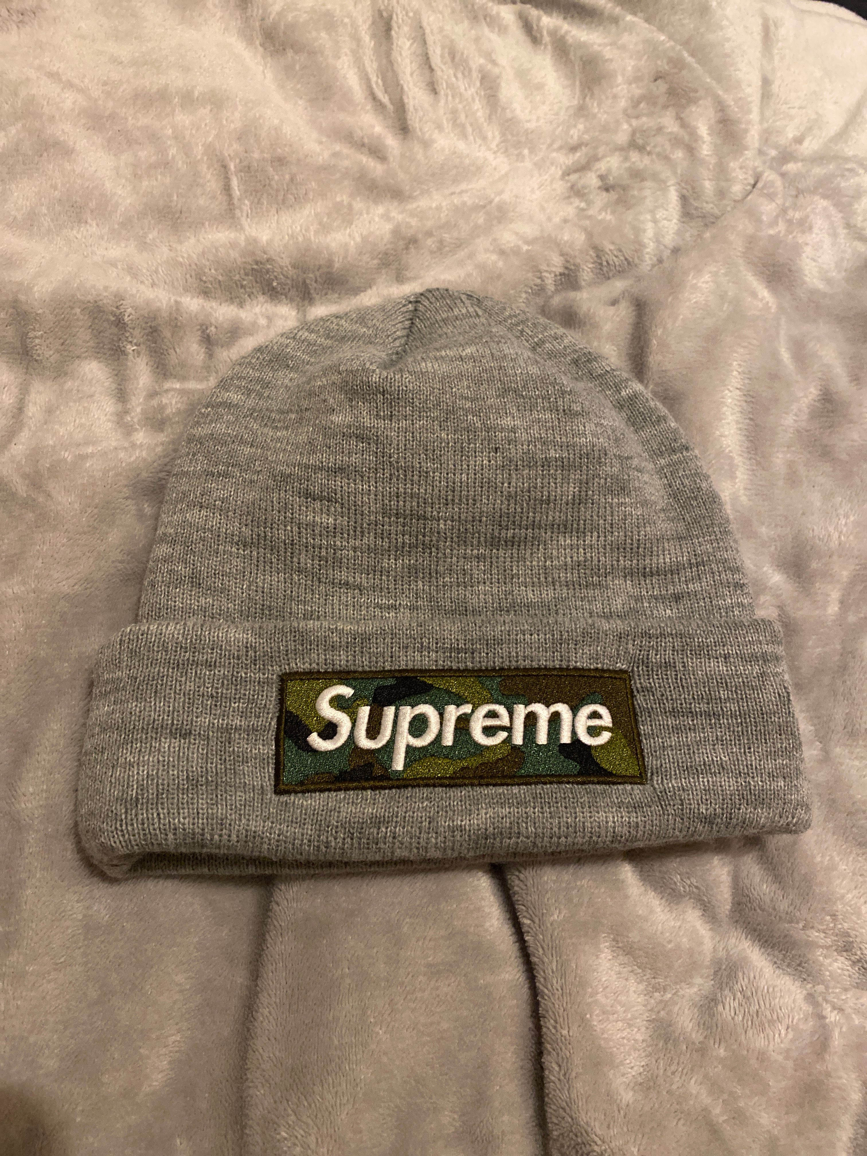 Supreme New Era Box Logo Beanie "Heather Grey" (23FW)