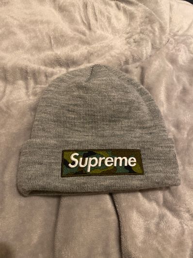 Supreme New Era Box Logo Beanie "Heather Grey" (23FW)