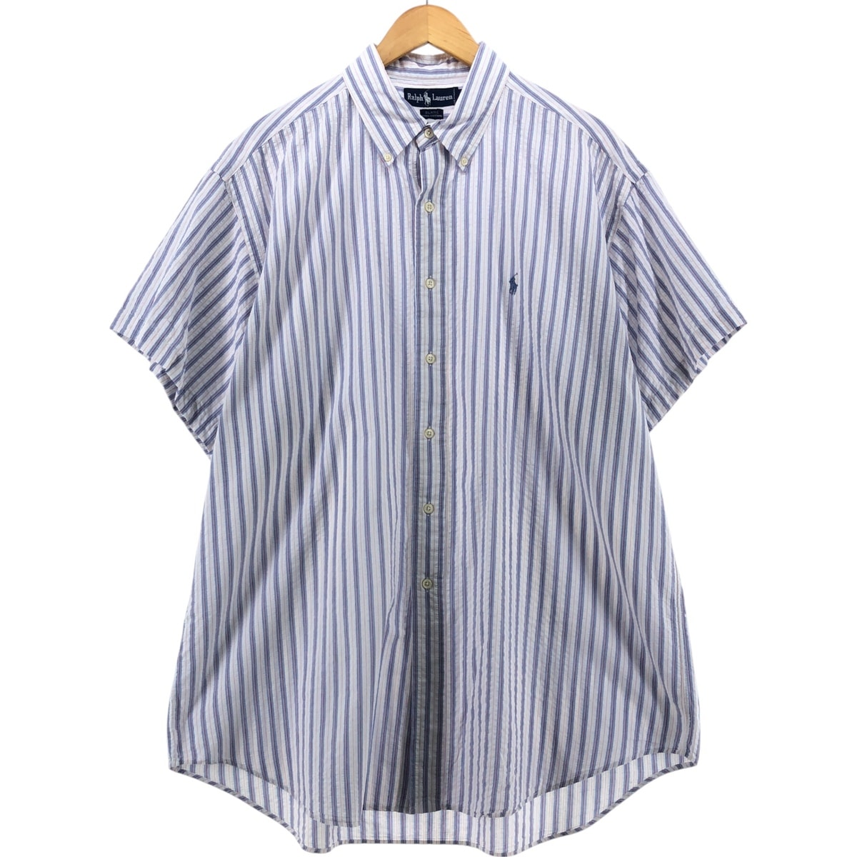 古着 ラルフローレン Ralph Lauren BLAKE ストライプ柄 シアサッカー 半袖 ボタンダウン ストライプシャツ メンズXL相当/eaa544760 【中古】 【250430】/eaa544760