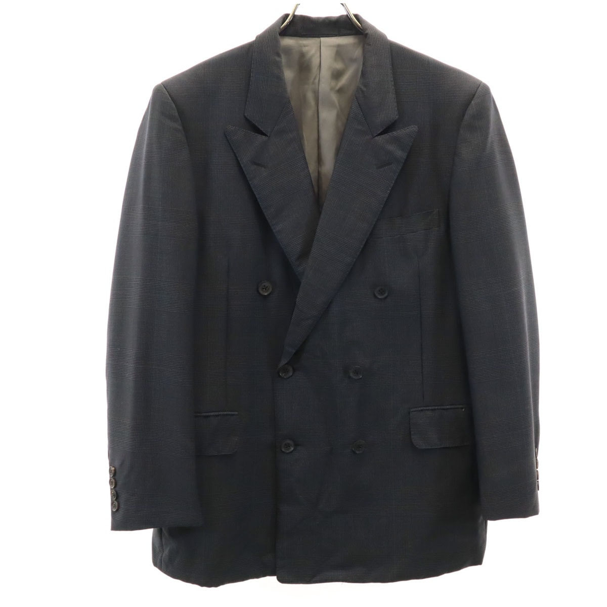 Burberrys バーバリーズ 90s オールド チェック柄 ダブル テーラードジャケット AB6 チャコールグレー