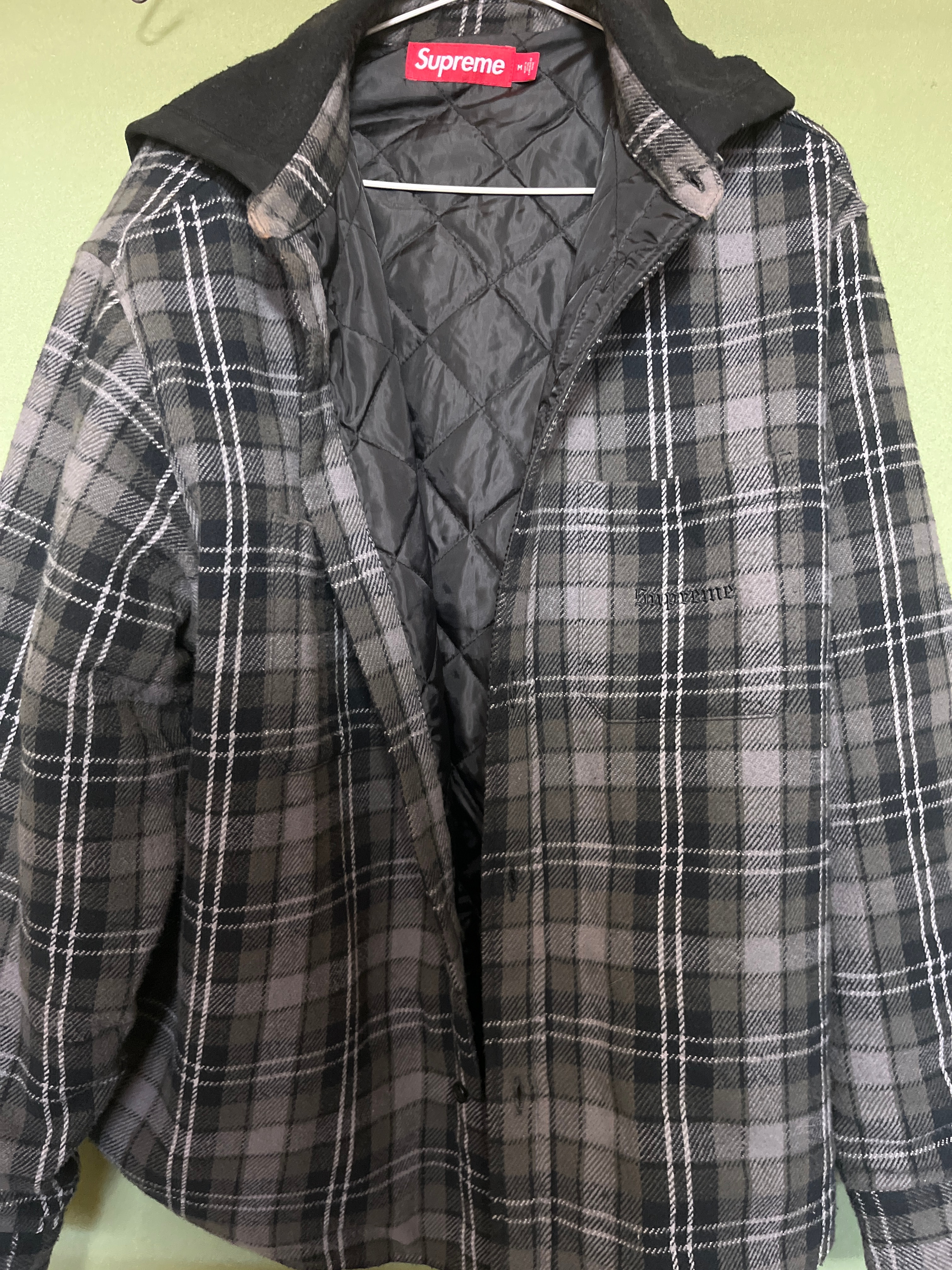 Supreme Tartan Flannel Hooded Shirt "Black"