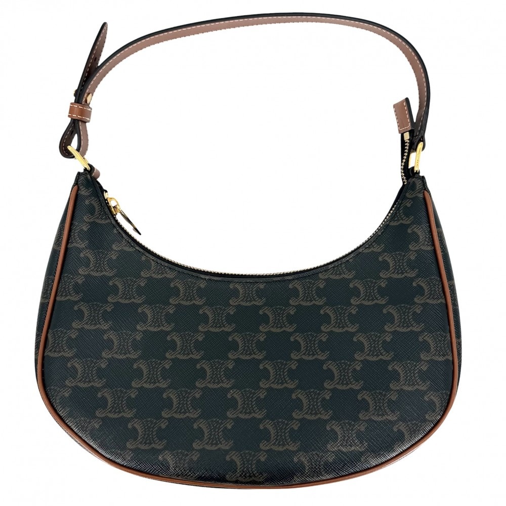 CELINE セリーヌ ショルダーバッグ 肩掛け アヴァバッグ トリオンフ ワンハンドル ハンドバッグ レザー ブラウン 茶 ゴールド金具 レディース 美品【中古品】
