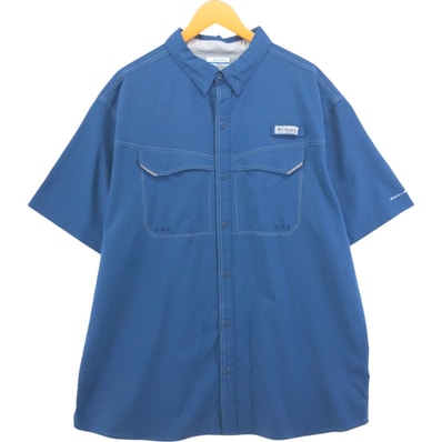 古着 コロンビア Columbia PFG OMNI-SHADE オムニシェイド リップストップ 隠しボタンダウン 半袖 フィッシングシャツ メンズXL相当/eaa564084