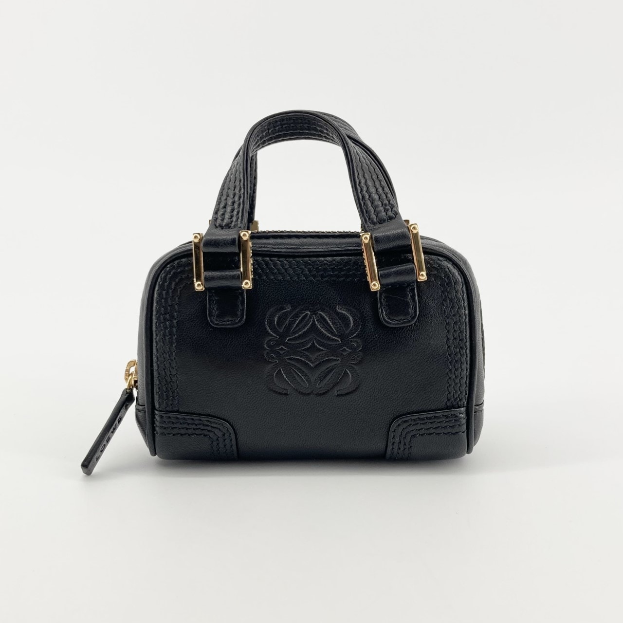 LOEWE(ロエベ) アマソナ マイクロミニ レザー ゴールド金具 160.82.039 ハンドバッグ ブラック×ゴールド