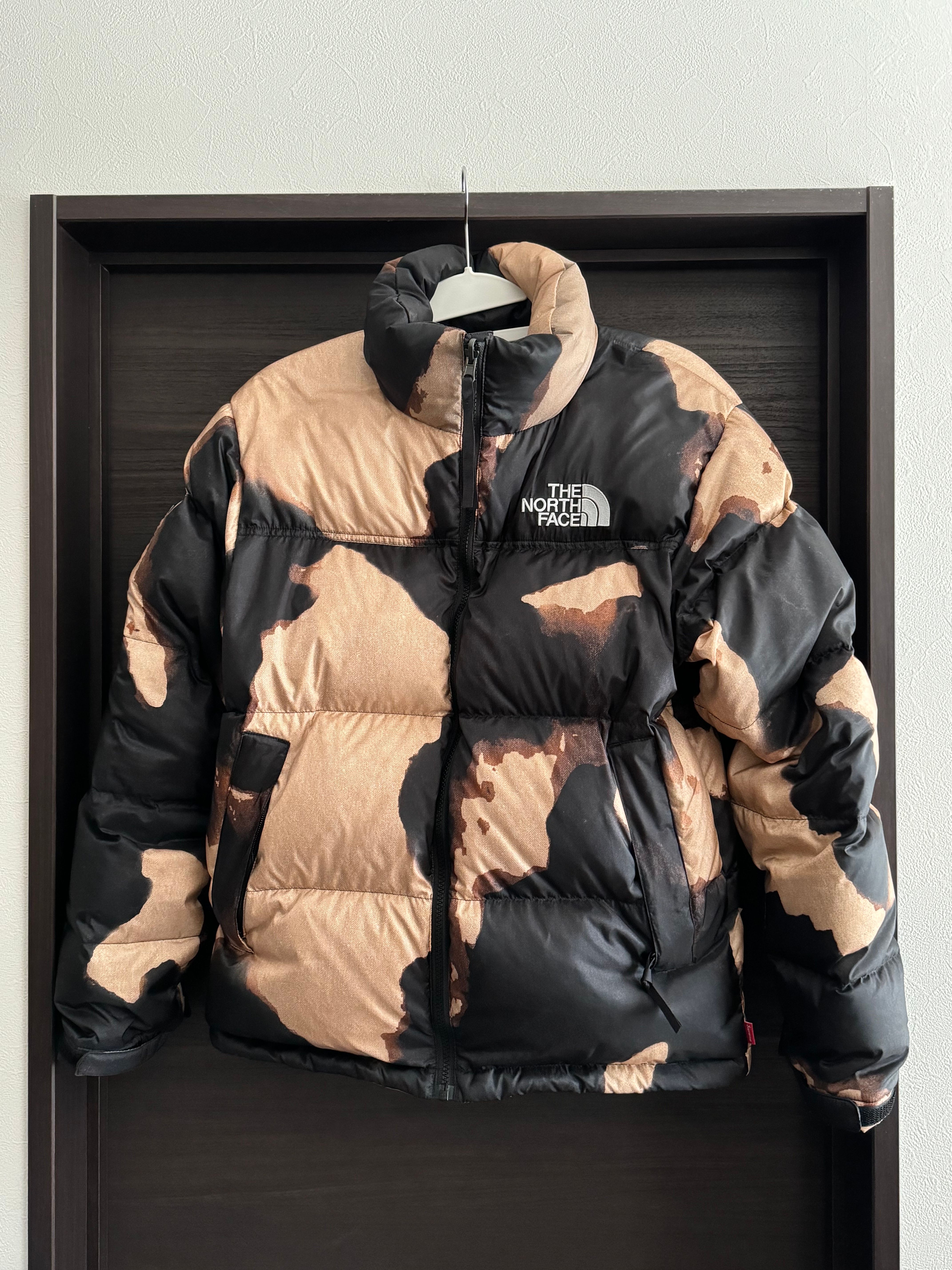 Supreme x The North Face Bleached Denim Print Nuptse Jacket "Black"