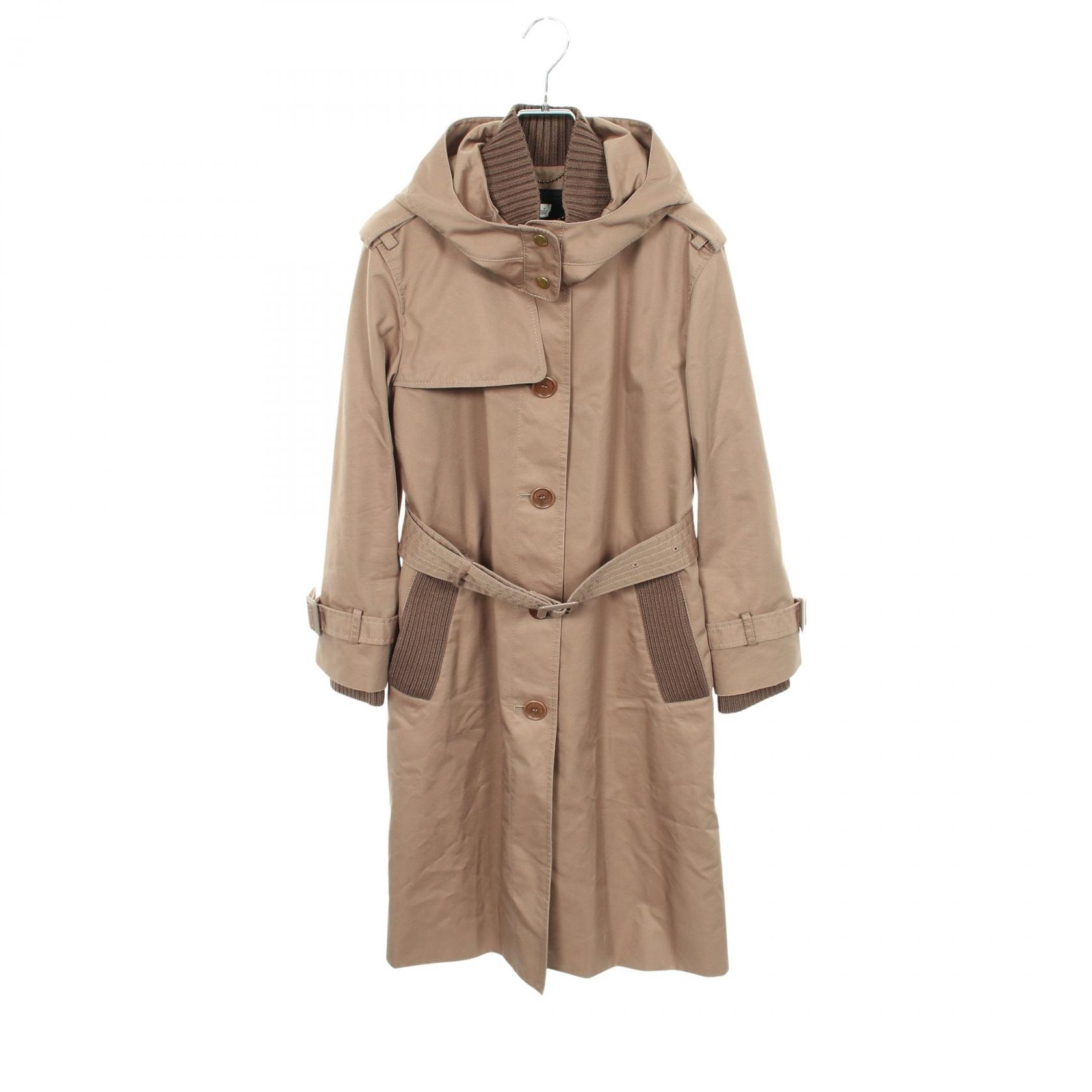 コーチ COACH フーデッド トレンチ トレンチコート 衣料品 アウター コットン レディース グレー系 C6013 【中古】