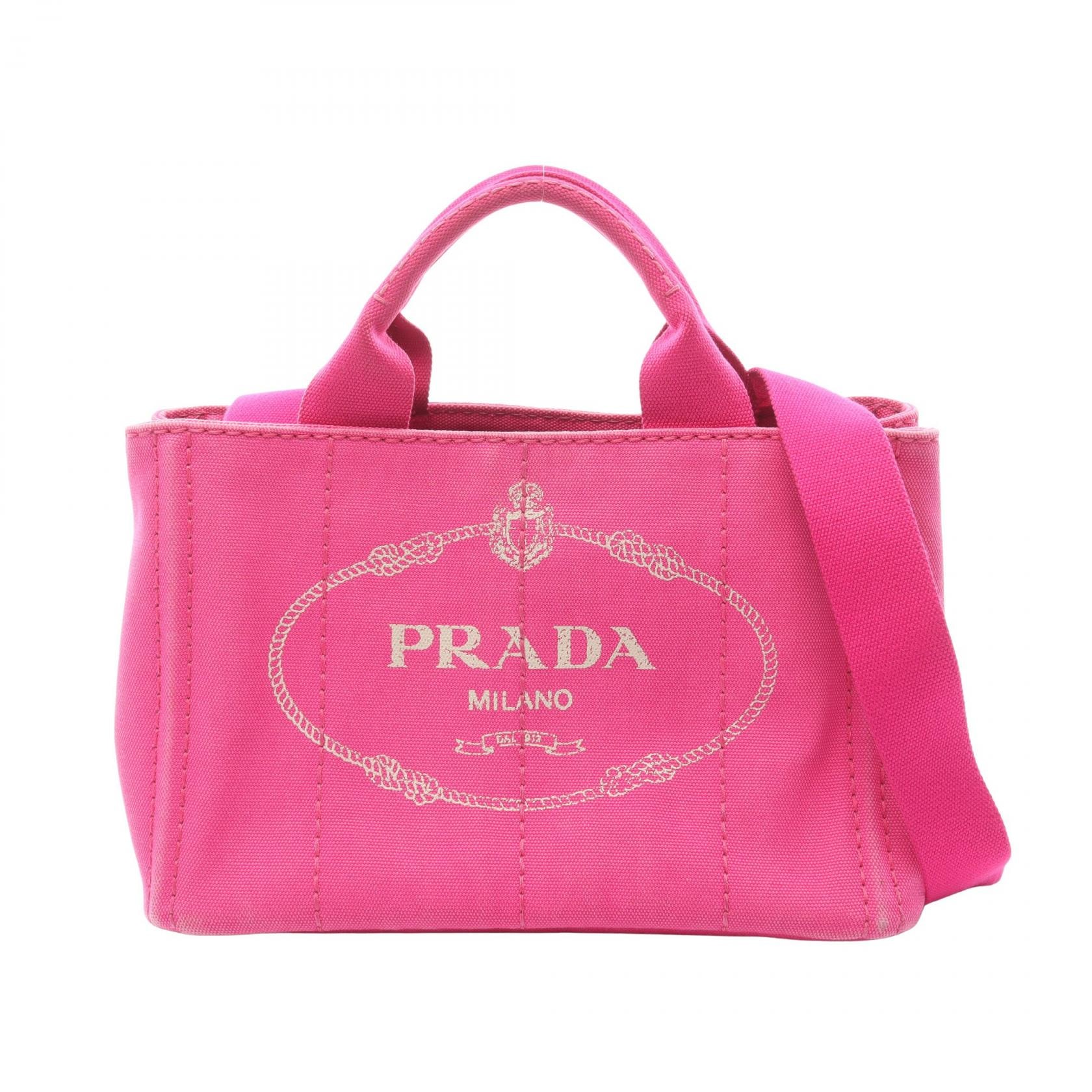 プラダ PRADA CANAPA カナパ トートバッグ バッグ キャンバス レディース ピンク系 【中古】