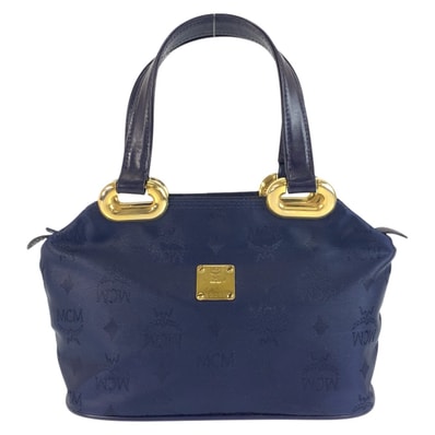 美品 MCM エム シー エム ヴィセトス ネイビー ゴールド金具 ナイロン ハンドバッグ トートバッグ 600082 【中古】