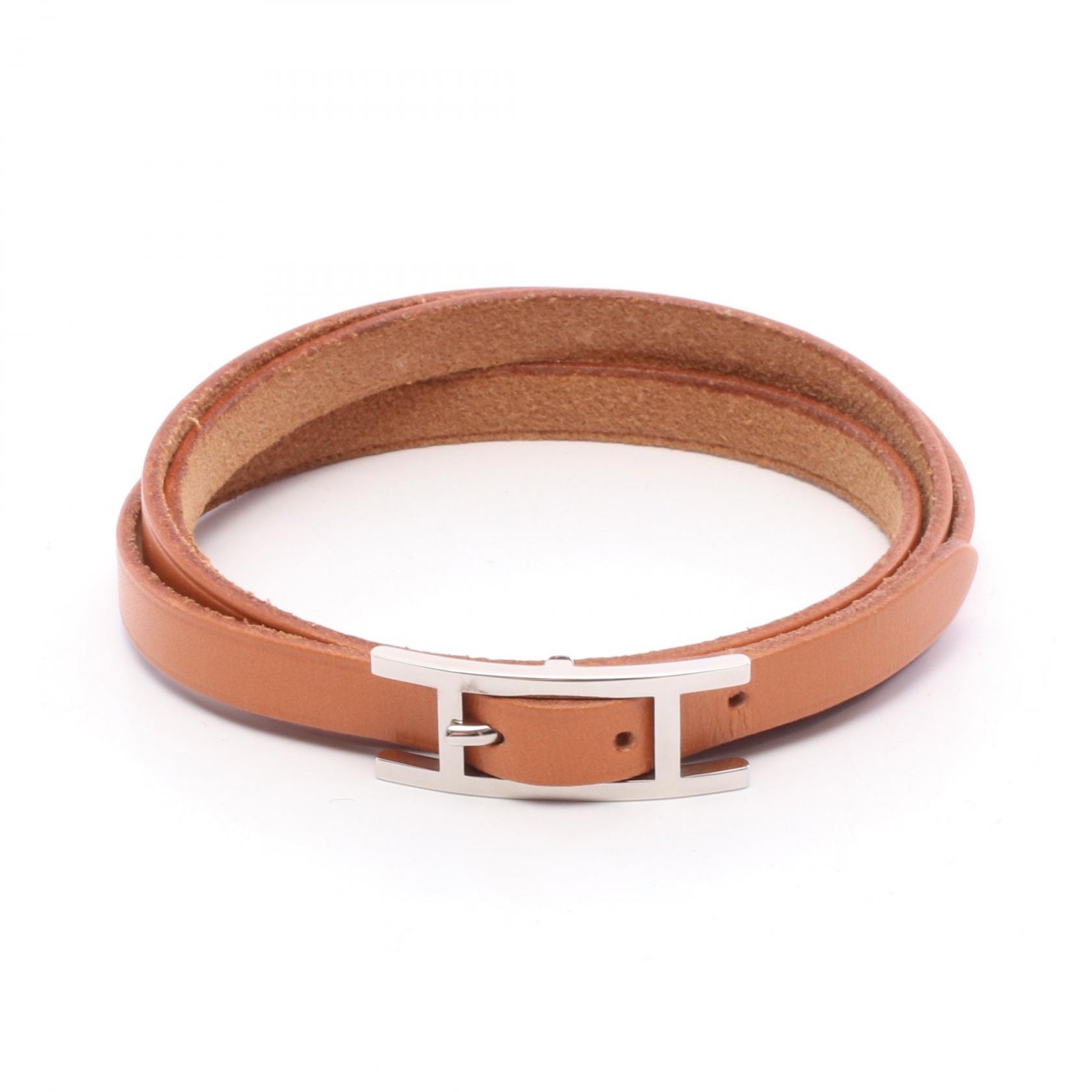 エルメス HERMES アピ3 ロング ブレスレット アクセサリー レザー レディース ブラウン系 【中古】