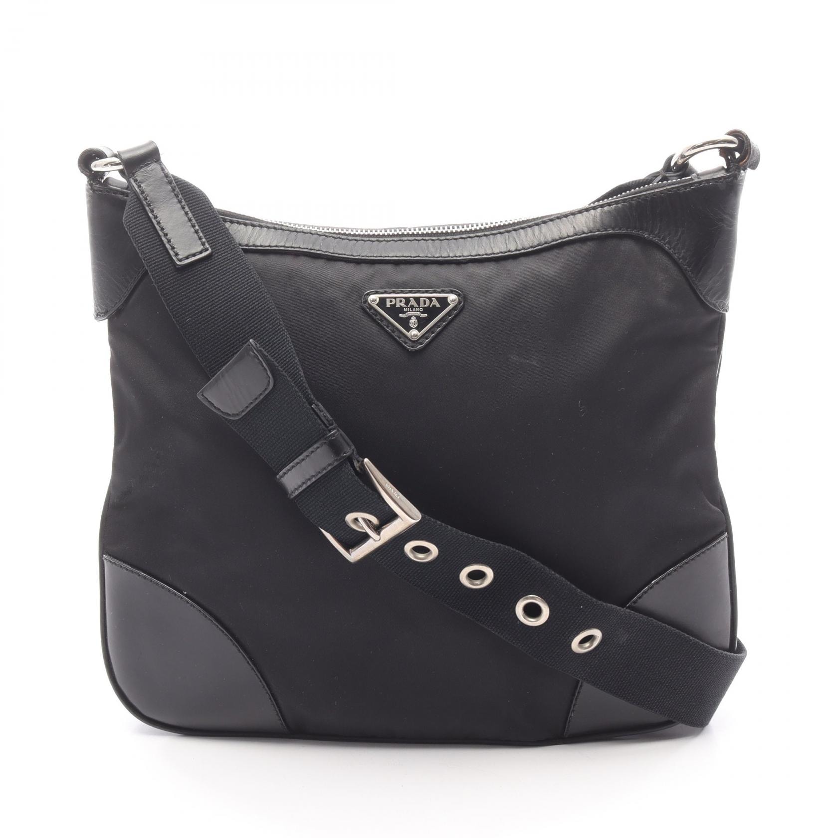 プラダ PRADA ショルダーバッグ バッグ ナイロン レザー レディース ブラック系 【中古】