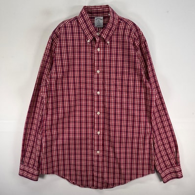 古着 ブルックスブラザーズ Brooks Brothers 長袖シャツ チェック 胸ポケ 1818 M レッド系 マルチカラー メンズ