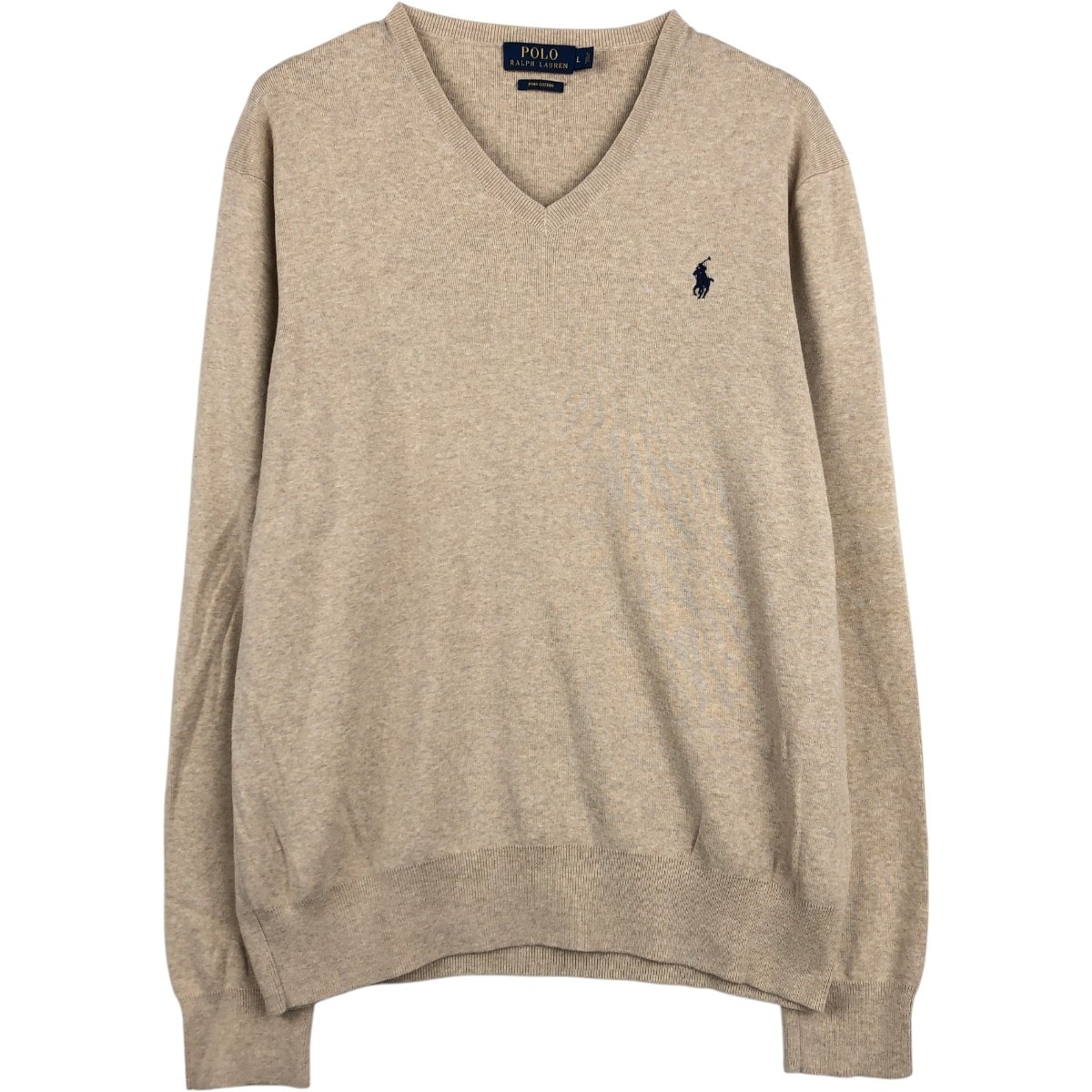 古着 ラルフローレン Ralph Lauren POLO RALPH LAUREN Vネック ピマコットンニットセーター メンズL相当/eaa678677