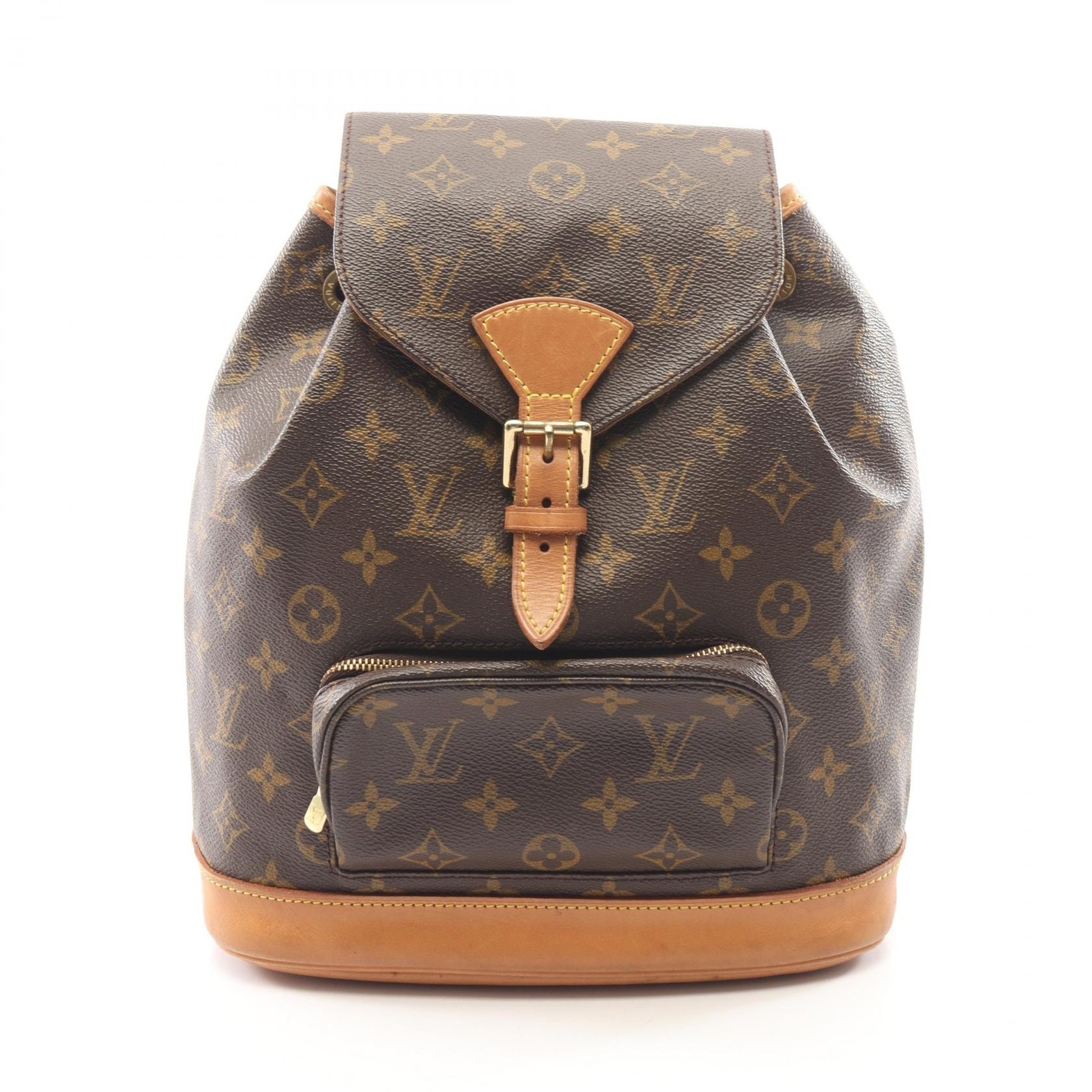 ルイ・ヴィトン LOUIS VUITTON モンスリMM モノグラム リュックサック バックパック バッグ PVCコーティングキャンバス レザー レディース ブラウン系 M51136 【中古】