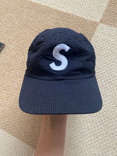 Supreme Seersucker S Logo 6-Panel "Black"