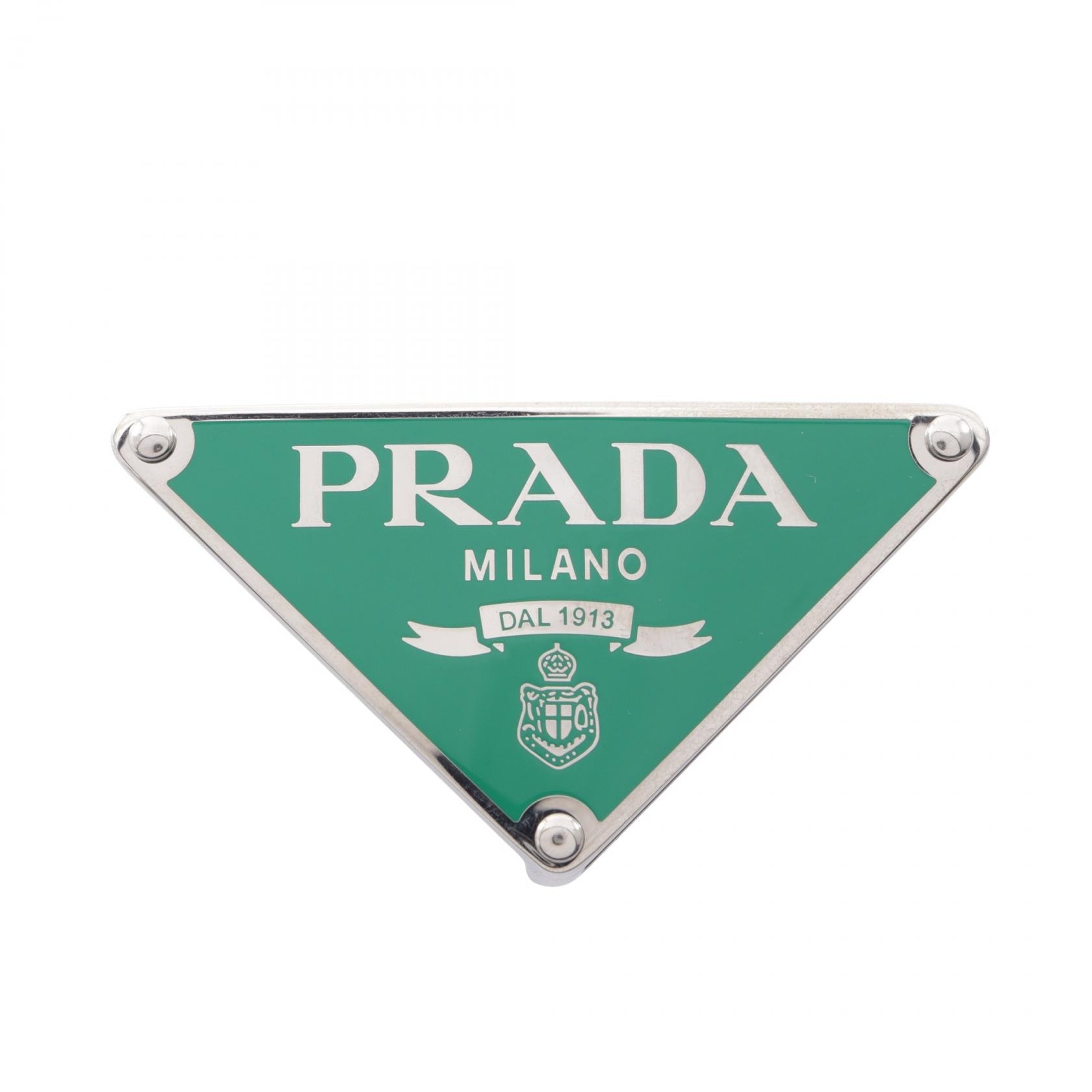 プラダ PRADA トライアングルロゴ ベルトバックル アクセサリー メタル メンズ レディース グリーン系 / シルバー系 【中古】