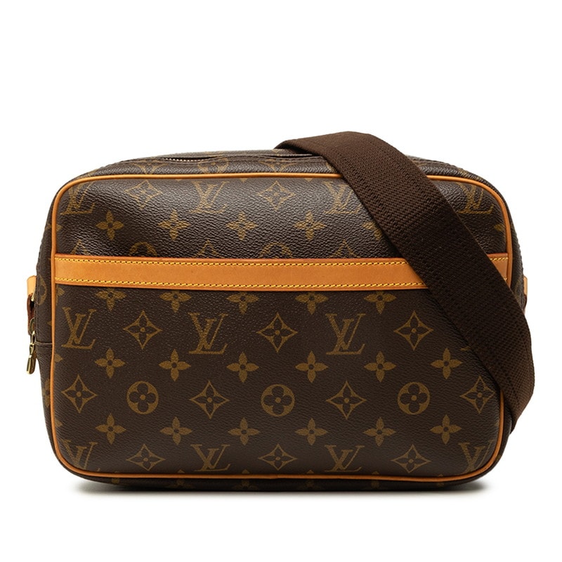 ルイ ヴィトン モノグラム リポーターPM 斜め掛け ショルダーバッグ M45254 ブラウン PVC レザー レディース LOUIS VUITTON 中古