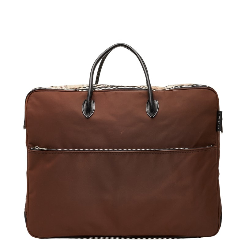 バーバリー ノバチェック ハンドバッグ ベージュ ブラウン ナイロン レザー レディース BURBERRY 【中古】