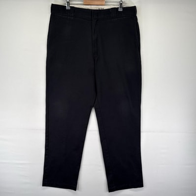 古着 ディッキーズ Dickies パンツ 大きいサイズ ワークパンツ ジッパーフライ 作業着 ワンポイントロゴ W38 L34 ブラック系 メンズ
